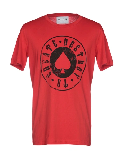 Shop John Richmond Man T-shirt Red Size S Cotton