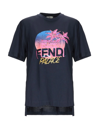 Shop Fendi T-shirt In Dark Blue