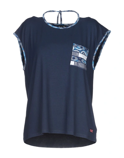 Shop Ea7 Woman T-shirt Midnight Blue Size M Viscose, Elastane