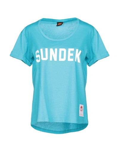 Shop Sundek T-shirts In Turquoise