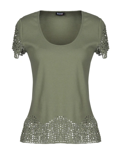 Shop Blauer Woman T-shirt Military Green Size M Cotton, Elastane
