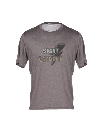 Shop Saint Laurent Man T-shirt Dove Grey Size M Viscose, Polyamide