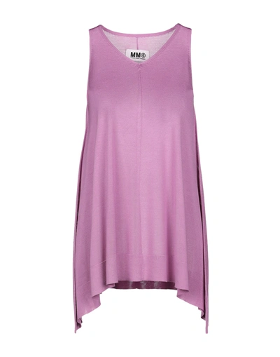 Shop Mm6 Maison Margiela Silk Top In Mauve