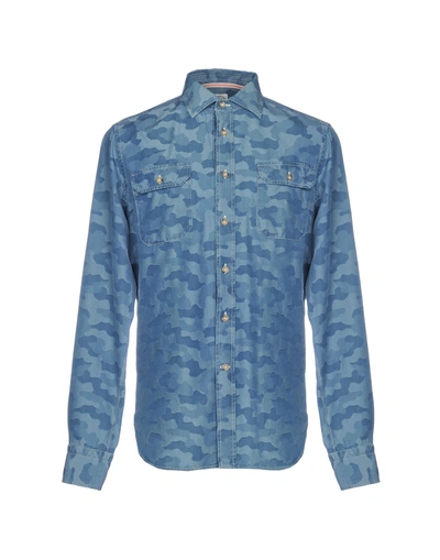 Shop Bolzonella 1934 Denim Shirts In Blue