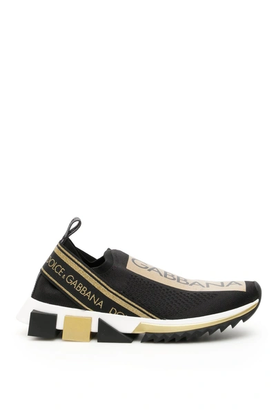 Shop Dolce & Gabbana Sorrento Running Sneakers In Nero Oro|nero