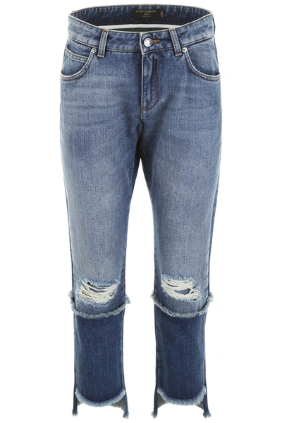 Shop Dolce & Gabbana Cropped Jeans In Variante Abbinata (blue)