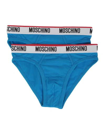 Shop Moschino Briefs In Azure
