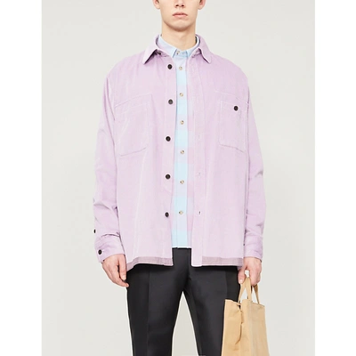 Shop Acne Studios Isherwood Checked Slim-fit Cotton Shirt In Lilac Blue