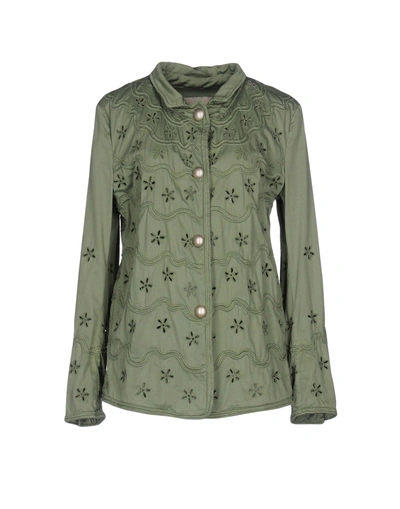 Shop Ermanno Scervino Woman Blazer Military Green Size 10 Cotton, Lyocell, Elastane