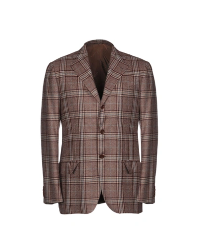 Shop Kiton Suit Jackets In Cocoa