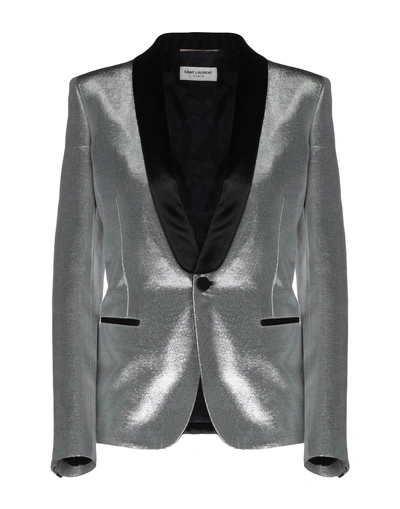 Shop Saint Laurent Suit Jackets In Silver