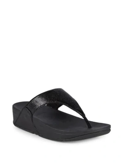 Shop Fitflop Lulu Molten Platform Thong Sandals In Black