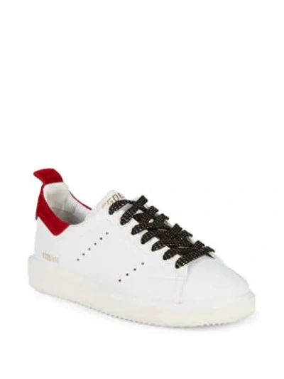 Shop Golden Goose Starter Colorblock Perforated Leather Sneakers In White