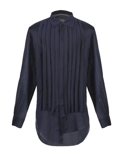 Shop Ziggy Chen Solid Color Shirt In Blue