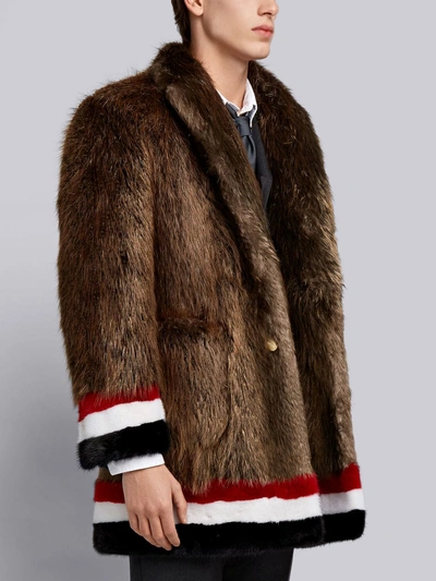 Shop Thom Browne Painted Beaver Fur Sack Overcoat