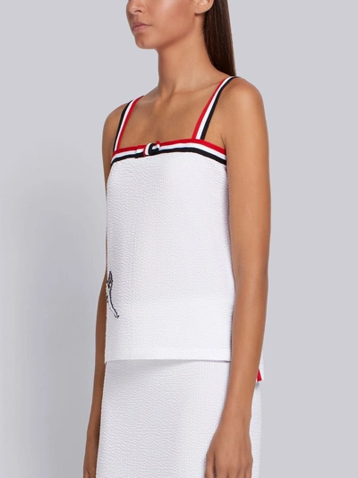 Shop Thom Browne Sequin Icon Bow Tie Camisole In White