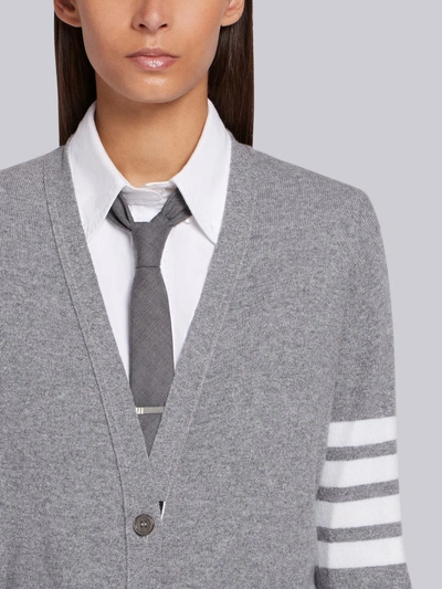 Shop Thom Browne Long Boxy Cashmere Cardigan In Grey