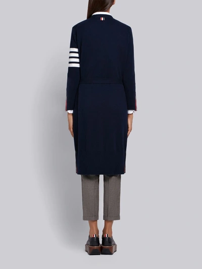 Shop Thom Browne Navy Cashmere 4-bar V-neck Cardigan In Blue