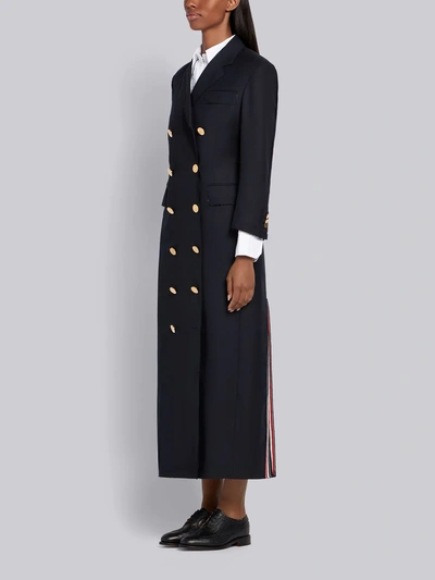 Shop Thom Browne Raw Edge Narrow Coat Dress In Blue