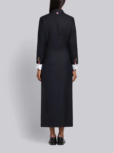 Shop Thom Browne Raw Edge Narrow Coat Dress In Blue