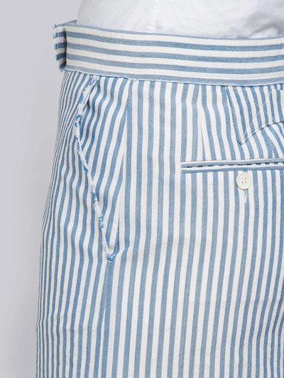 Shop Thom Browne Raw Edge Bar Stripe Miniskirt In Blue
