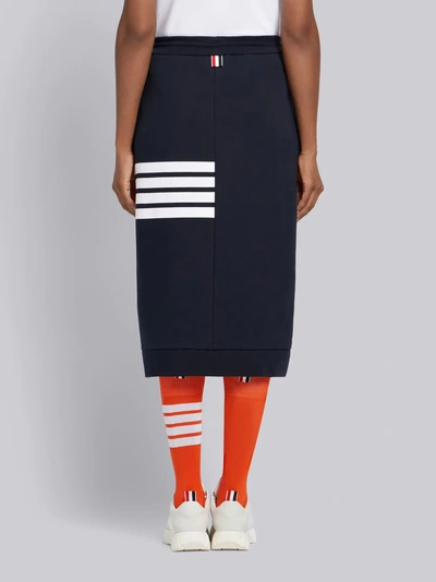 Shop Thom Browne Navy Classic Loopback Cotton Engineered 4-bar Drawstring Sack Skirt In Blue