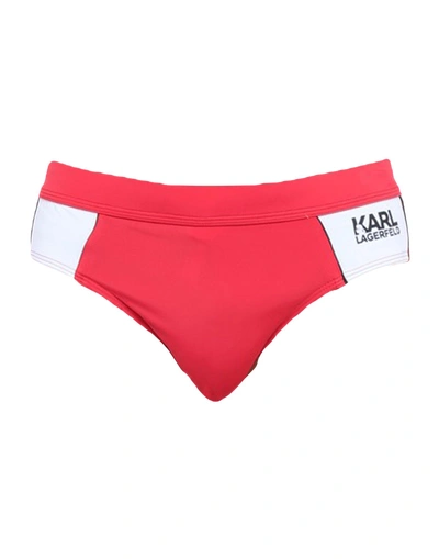 Shop Karl Lagerfeld Swim Briefs In Red