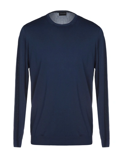 Shop Drumohr Man Sweater Midnight Blue Size 48 Cotton