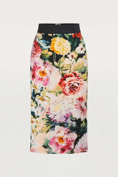 Shop Dolce & Gabbana Flower Pencil Skirt In Multi