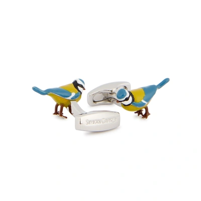 Shop Simon Carter Silver-tone Bird Cufflinks In Multicoloured