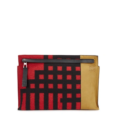 Shop Loewe T Pouch Wool And Leather Pouch In Red