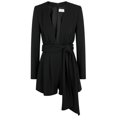 Shop Saint Laurent Black Plunge Playsuit