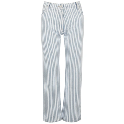 Off-white Blue Striped Wide-leg Jeans | ModeSens