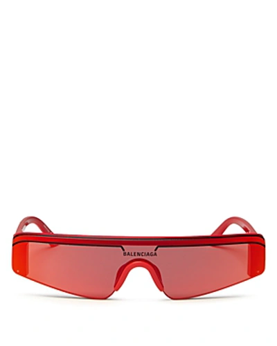 Shop Balenciaga Women's Rectangular Shield Sunglasses, 99mm In Red/red