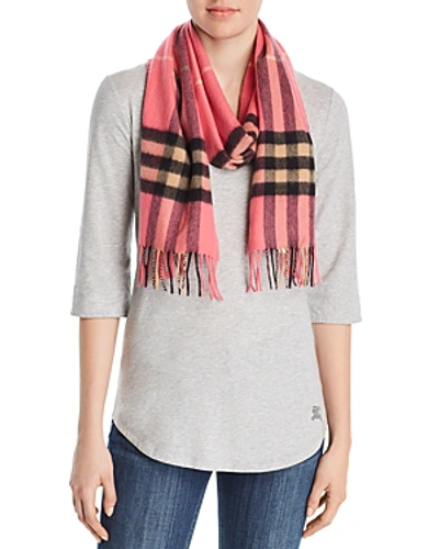Shop Burberry Giant Icon Check Cashmere Scarf In Bright Rose