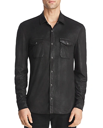 Shop John Varvatos Coated Slim Fit Western Shirt In Black