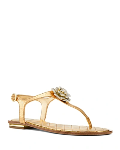 Shop Michael Michael Kors Women's Lucia Embellished Thong Sandals In Old Gold