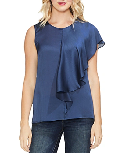 Shop Vince Camuto Sleeveless Asymmetric-drape Top In Ink Blue
