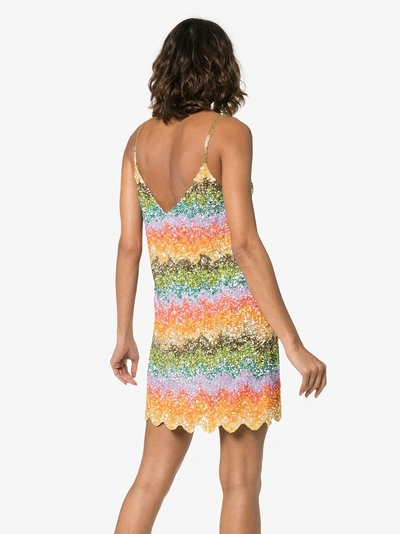 Shop Ashish Rainbow Sequin Embellished Slip Dress In Multicolour