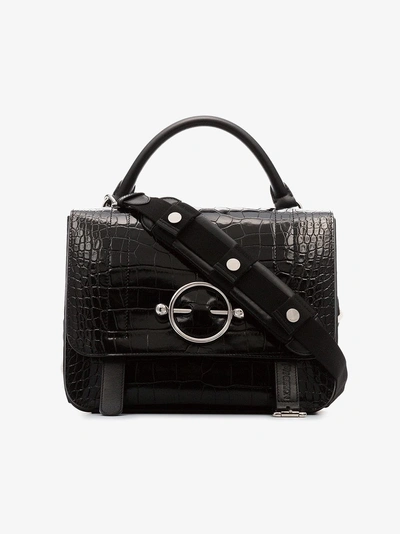 Shop Jw Anderson Crocodile Leather Shoulder Bag In Black