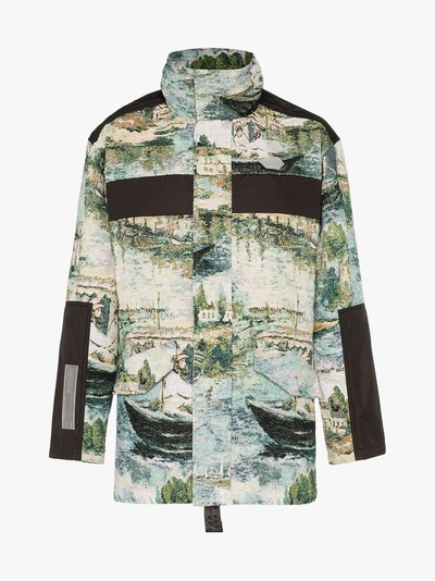 Shop Off-white Lake Print Cotton Blend Military Jacket In 9900 Green