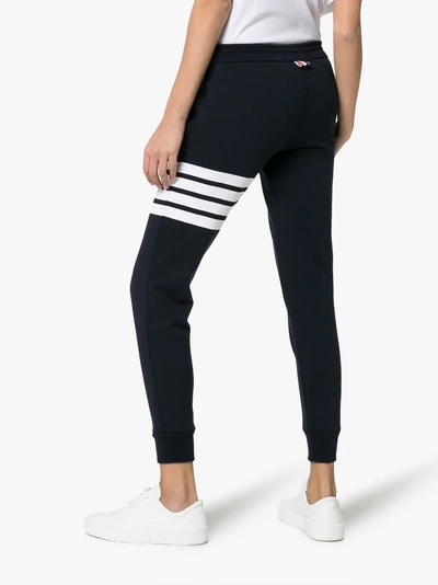 Thom Browne Blue Cotton Jogger With 4 Bar Detail In Blue