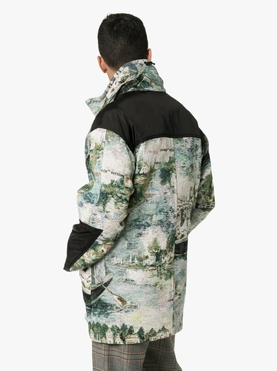Shop Off-white Lake Print Cotton Blend Military Jacket In 9900 Green