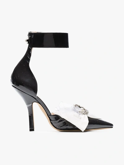 Shop Midnight 00 105 Brooch Bow Ankle Strap Pumps In Black