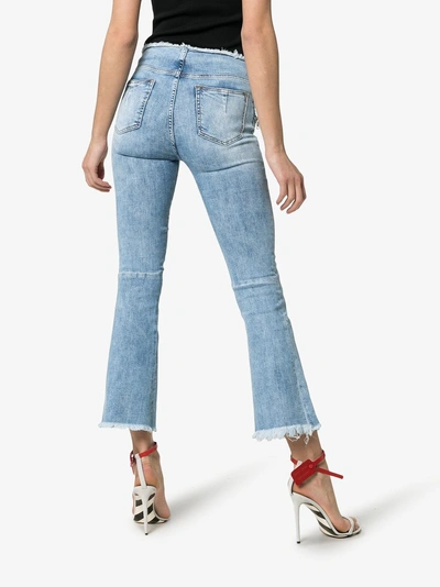 Shop Ben Taverniti Unravel Project Unravel Project Cropped Frayed Jeans In Blue