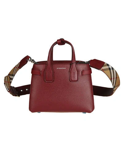 Shop Burberry The Baby Banner Shoulder Bag In Crimson