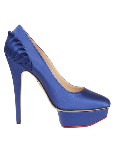 Shop Charlotte Olympia Pleated Platform Pumps In Blue