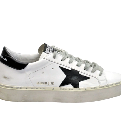 Shop Golden Goose Hi Star Sneakers In White Leather Black Star