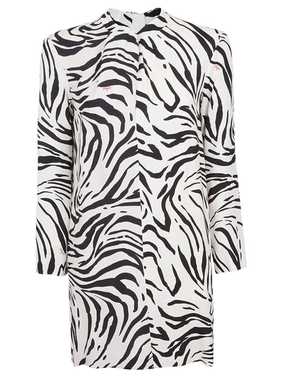 Shop Msgm Zebra Print Dress In Nero