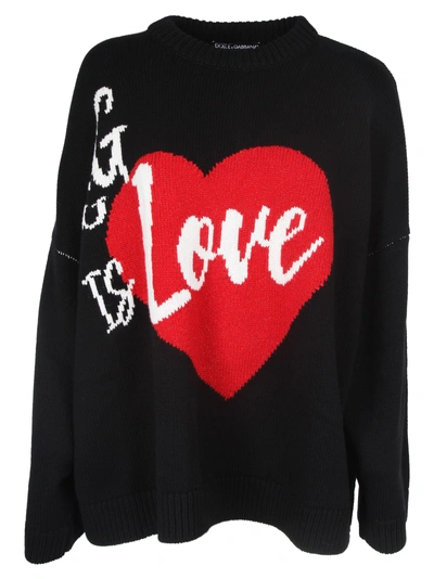Shop Dolce & Gabbana Love Print Oversized Sweater In Smulti